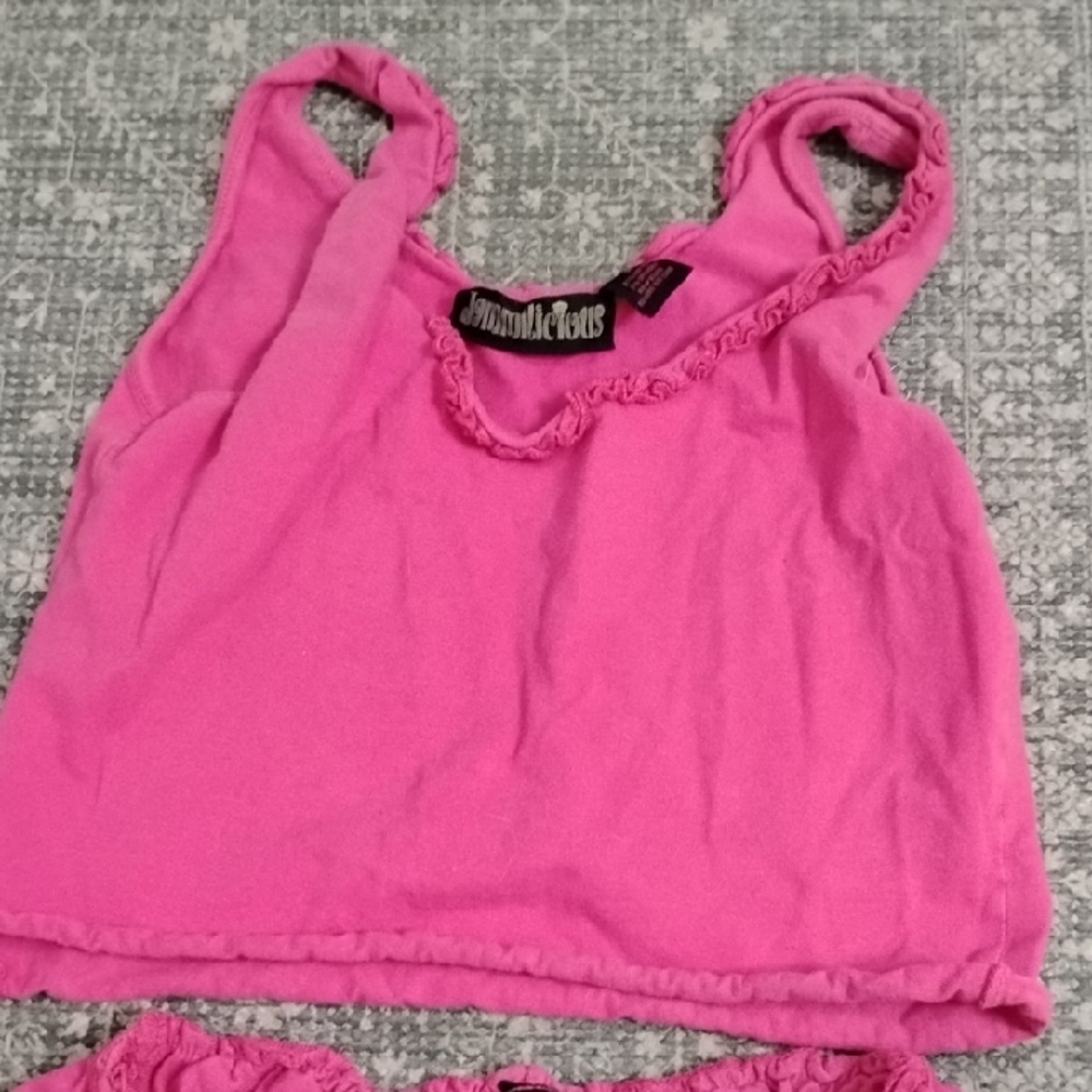 Pink Ruffled Tank and Shorts Set Small - Picture 5 of 7